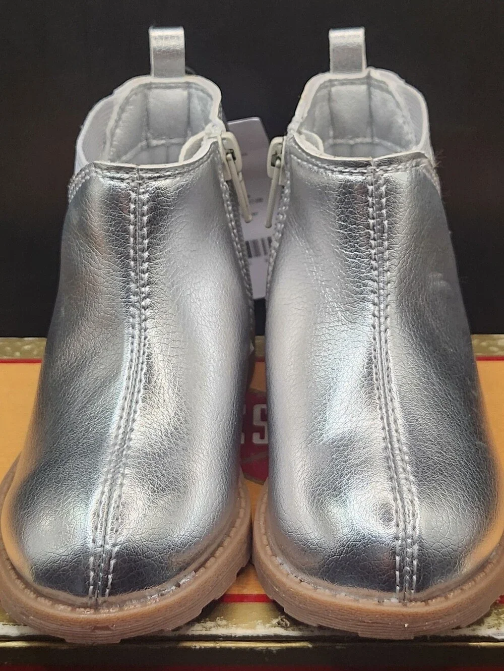 Carter's Toddler Girls Elia Silver Daisy Boots. Zip Up Size 7 And 9